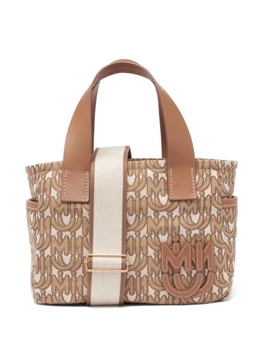 Miu Miu - Monogram-jacquard Handbag - Womens - Brown Multi