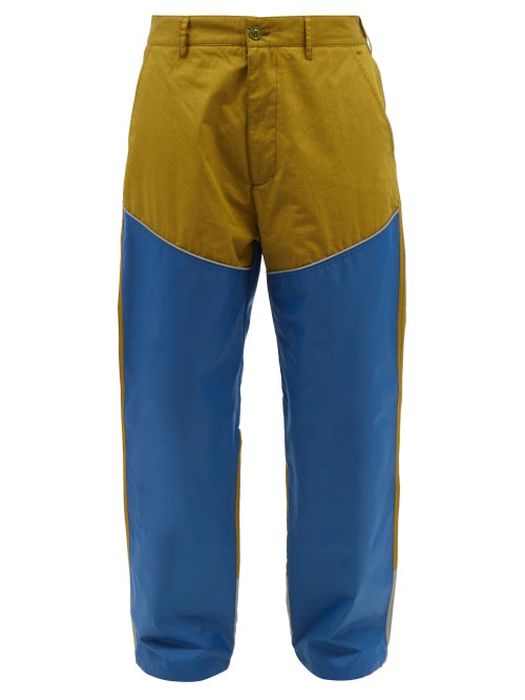 2 Moncler 1952 - Bi-colour Cotton And Nylon-shell Trousers - Mens - Blue