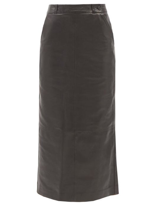 Raey - Leather Pencil Skirt - Womens - Black