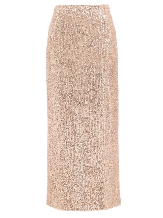 Tom Ford - Sequinned Longline Skirt - Womens - Light Pink