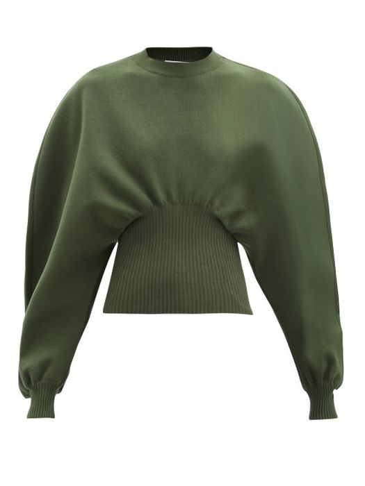 Bottega Veneta - Gathered-waist Wool-blend Sweater - Womens - Khaki