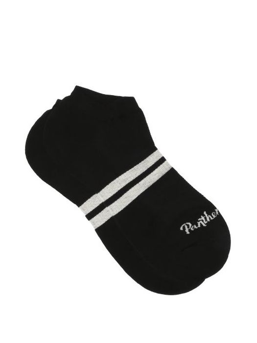 Pantherella - Sprint Striped Egyptian Cotton-blend Trainer Socks - Mens - Black