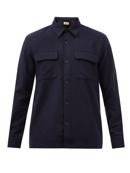 Nudie Jeans - Sten Patch-pocket Brushed Wool-blend Twill Shirt - Mens - Navy