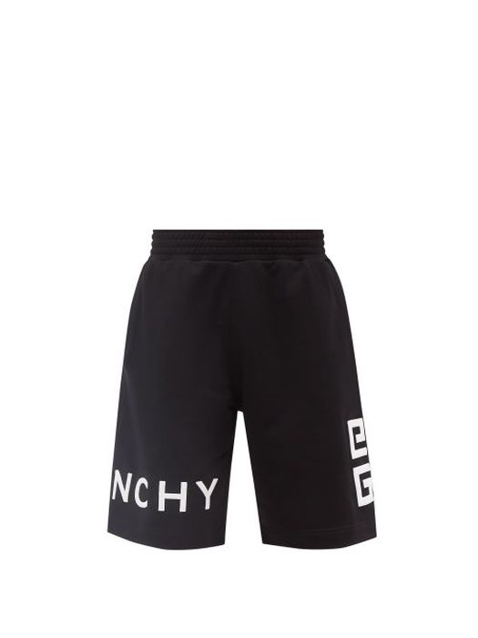 Givenchy - 4g-embroidered Cotton-jersey Track Shorts - Mens - Black