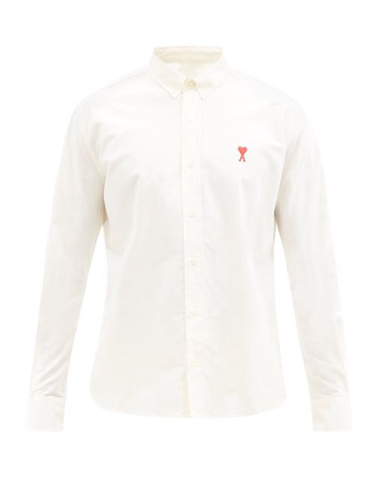 Ami - Ami De Caur-logo Cotton-oxford Shirt - Mens - White