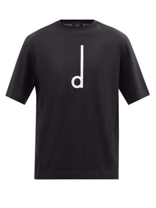 Dunhill - Logo-embroidered Cotton-jersey T-shirt - Mens - Black