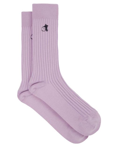 London Sock Company - Lavender Logo-embroidered Cotton-blend Socks - Mens - Purple