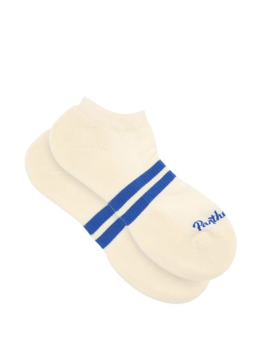 Pantherella - Sprint Striped Egyptian Cotton-blend Trainer Socks - Mens - Cream