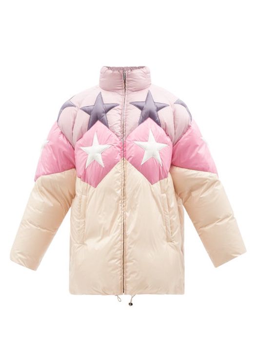 Miu Miu - Star-quilted Hooded Down Coat - Womens - Multi