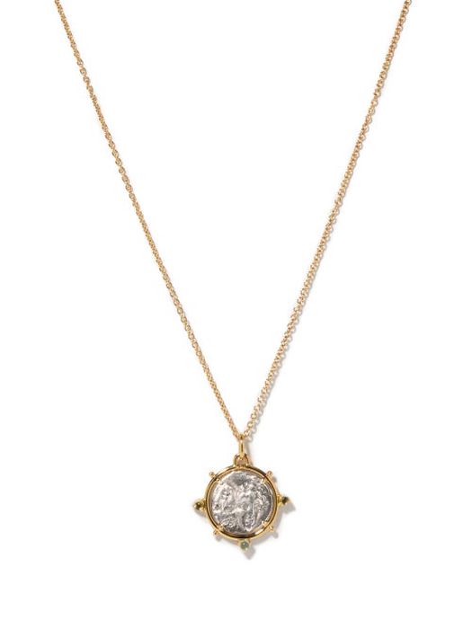 Dubini - Dioscuri Silver-coin & 18kt Gold Necklace - Womens - Silver Gold