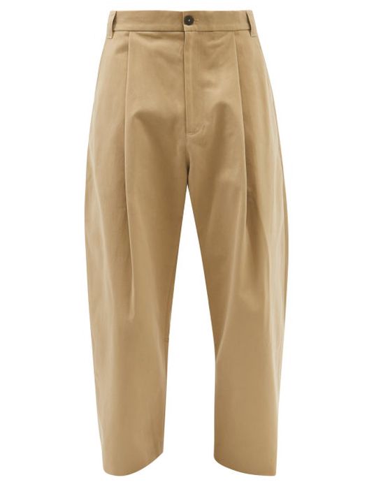 Studio Nicholson - Sorte Pleated Cotton-twill Wide-leg Trousers - Mens - Tan