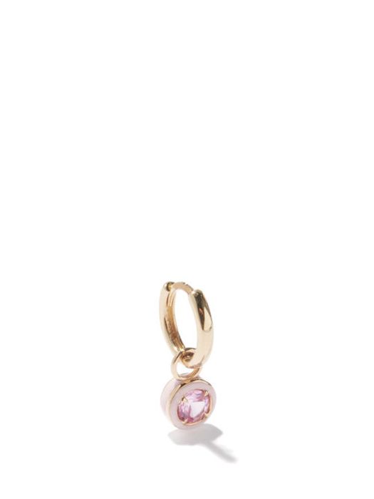 Alison Lou - Sapphire & 14kt Gold Single Hoop Earring - Womens - Pink Multi