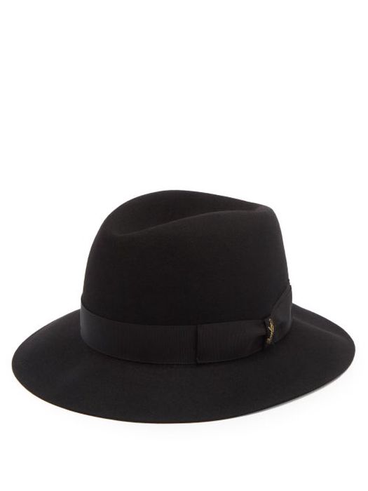 Borsalino - Ribbon-trimmed Fedora Hat - Mens - Black