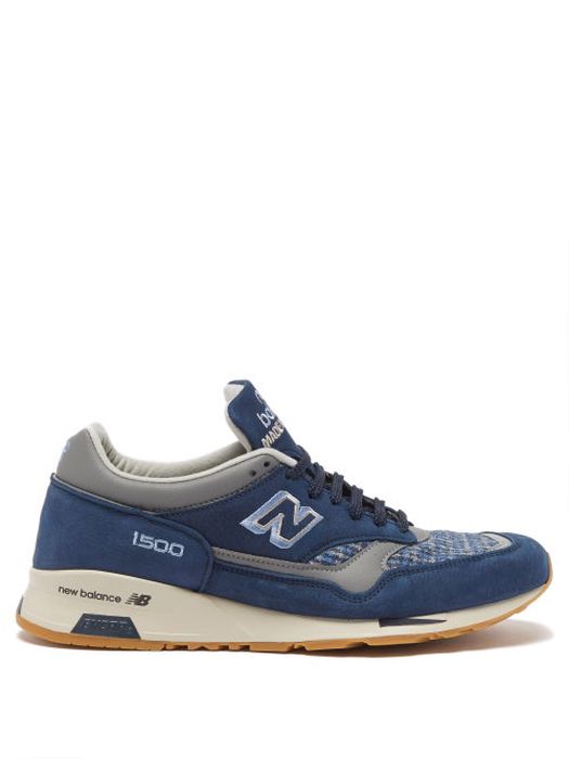 New Balance - Made In The Uk 1500 Leather And Tweed Trainers - Mens - Navy Multi