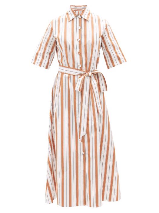 Evi Grintela - Valerie Striped Cotton-poplin Shirt Dress - Womens - Brown White