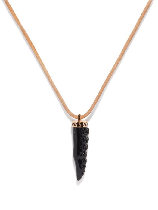 Dezso - Tentacle Onyx, Leather & 18kt Rose-gold Necklace - Womens - Black