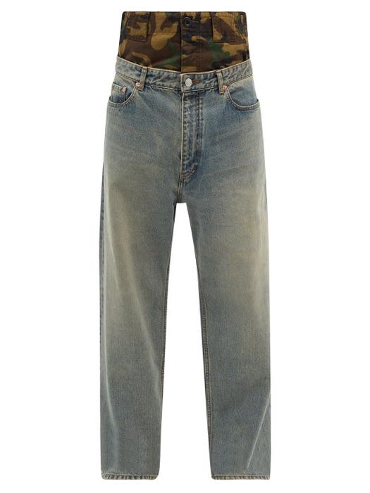 Balenciaga - Layered Camouflage-panel Jeans - Mens - Grey