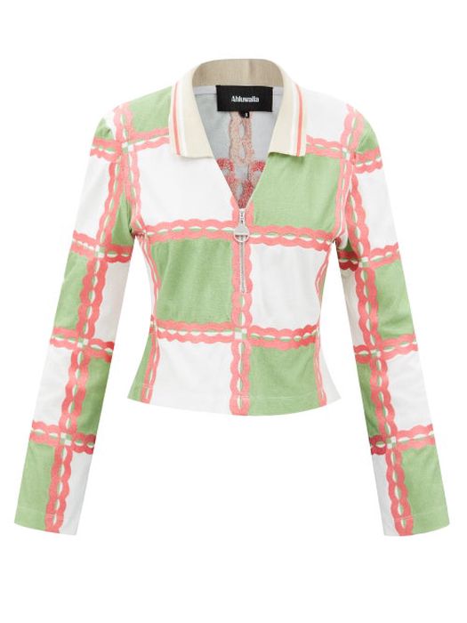 Ahluwalia - Jade Check-print Organic Cotton-pique Shirt - Womens - Green Multi