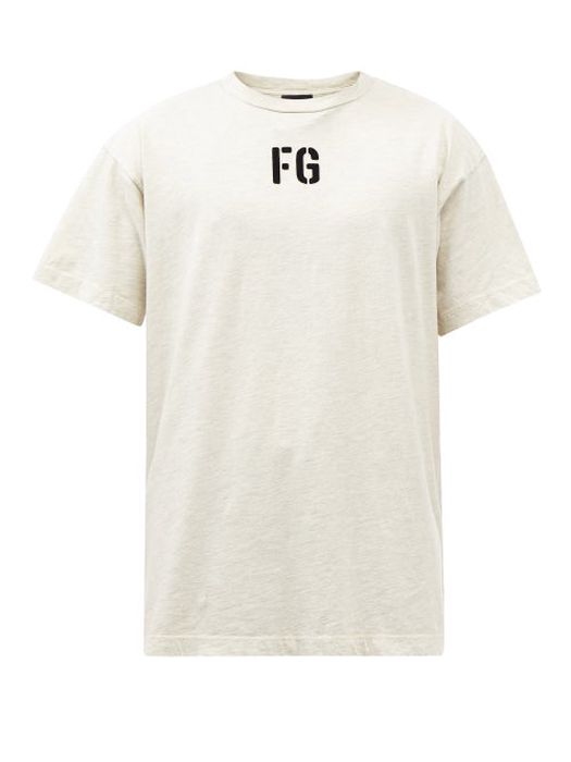 Fear Of God - Logo-appliqué Cotton-blend Jersey T-shirt - Mens - Cream