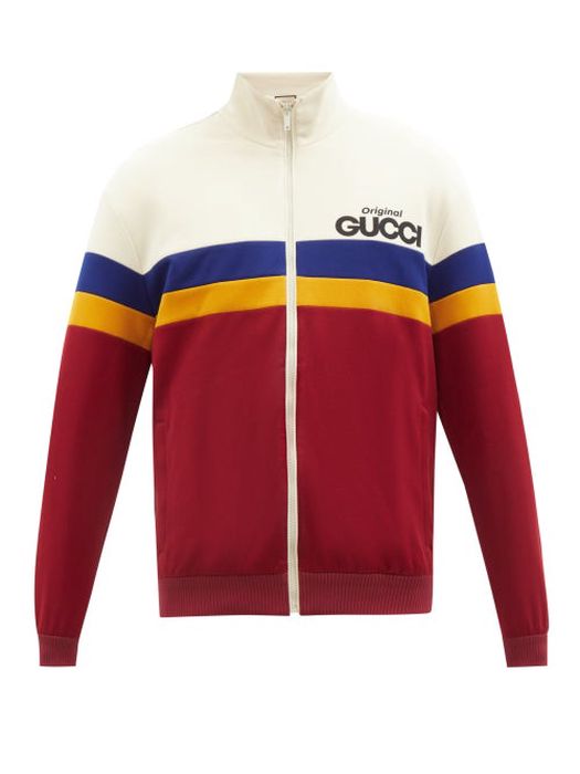 Gucci - Logo-print Cotton-jersey Track Jacket - Mens - Burgundy Multi