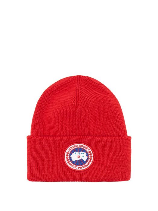 Canada Goose - Logo-patch Merino-wool Beanie Hat - Mens - Red