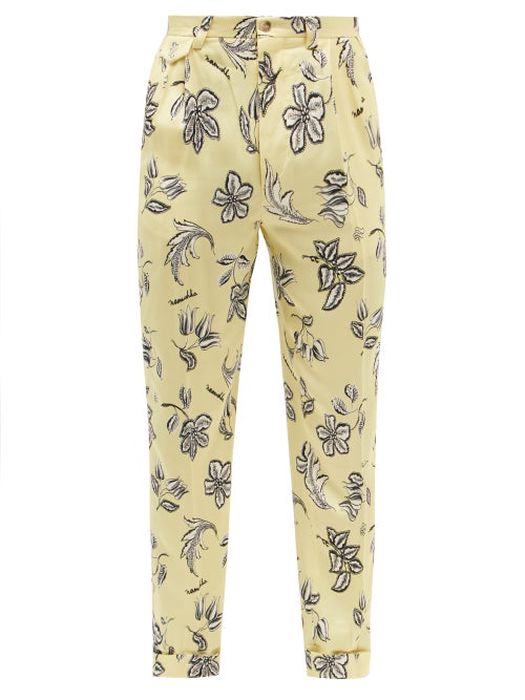 Nanushka - Gini Pleated Floral-print Twill Suit Trousers - Mens - Cream Multi