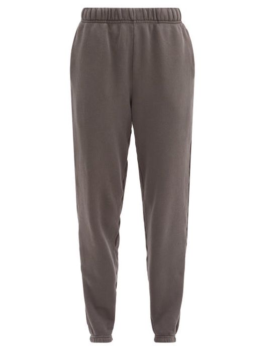 Les Tien - Brushed-back Cotton Track Pants - Womens - Dark Grey