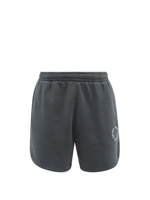 7 Days Active - Logo-print Organic-cotton Jersey Track Shorts - Mens - Black