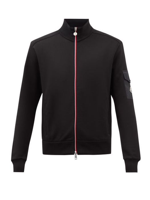 Moncler - Nylon-pocket Cotton-jersey Track Jacket - Mens - Black