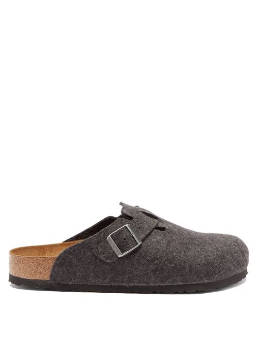 Birkenstock - Boston Buckled Wool-felt Backless Loafers - Mens - Grey