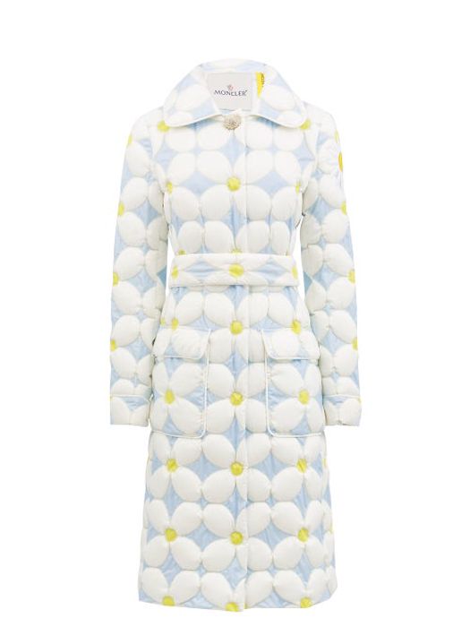 8 Moncler Richard Quinn - Candice Daisy Down-quilted Shell Coat - Womens - Blue White