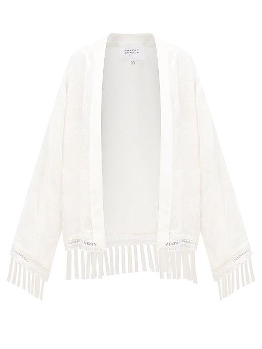Galvan - Frida Tasselled Floral-devoré Jacket - Womens - White