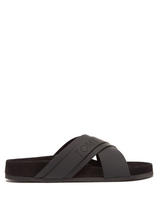 Tom Ford - Perforated-logo Rubber Sandals - Mens - Black