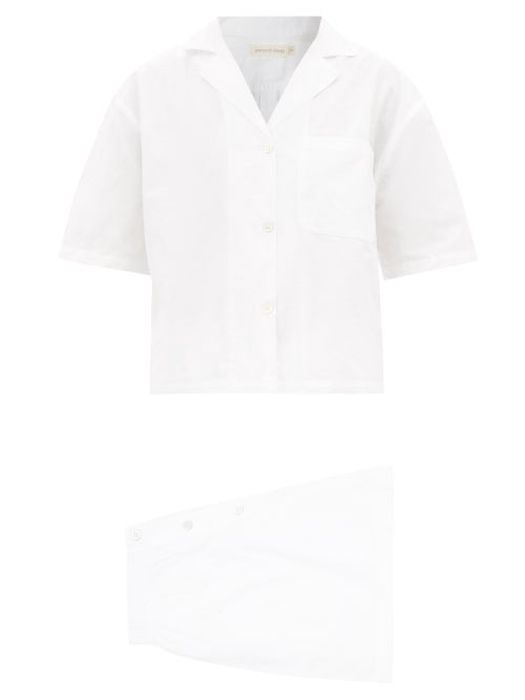 General Sleep - Camilla Organic-cotton Short Pyjamas - Womens - White