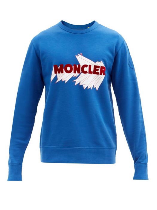 2 Moncler 1952 - Logo-appliqué Cotton-jersey Sweatshirt - Mens - Blue