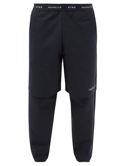4 Moncler Hyke - Logo-jacquard Waistband Jersey Track Pants - Mens - Black