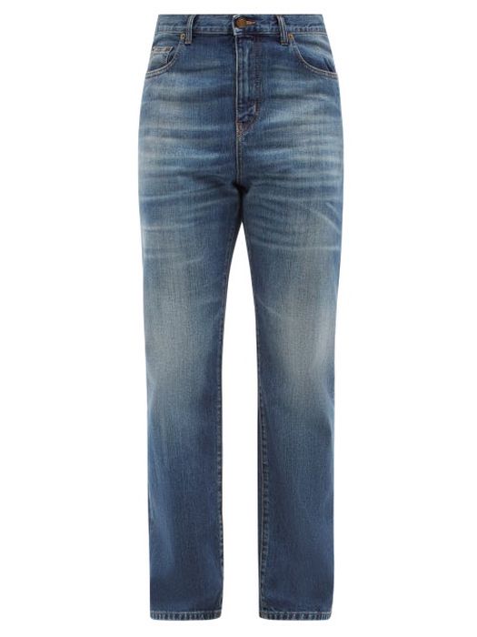 Saint Laurent - High-rise Straight-leg Jeans - Mens - Blue