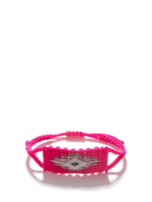 Diane Kordas - Evil Eye Diamond, Sapphire & Gold Woven Bracelet - Womens - Pink