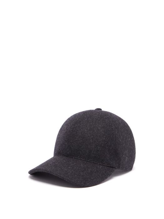 Prada - Triangle-logo Felted-wool Baseball Cap - Mens - Grey