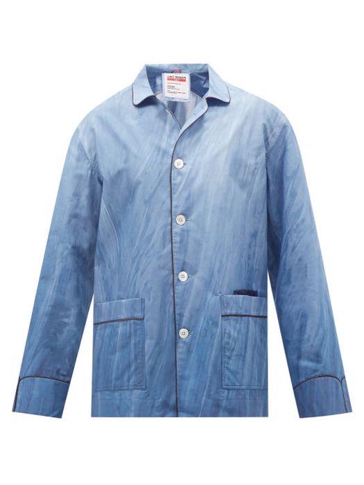 Umit Benan X F.r.s - Getty Paint-print Cotton-poplin Pyjama Shirt - Mens - Blue