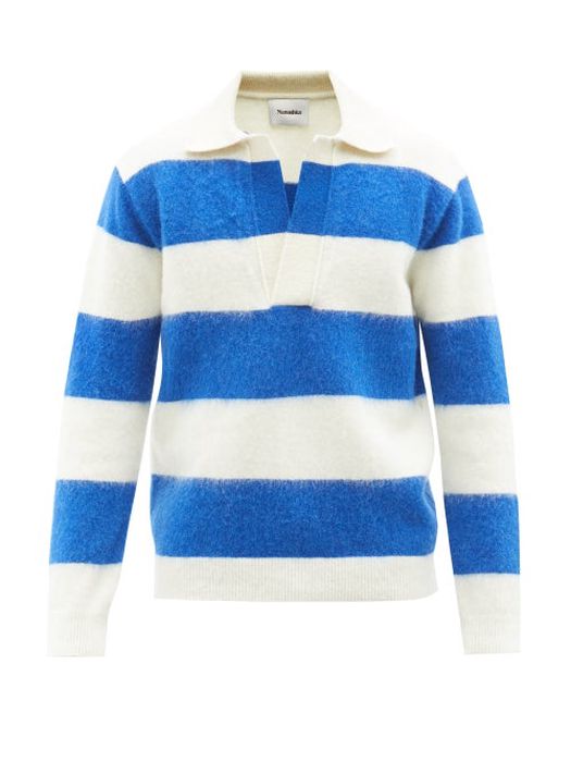 Nanushka - Avion Striped Knitted Rugby Shirt - Mens - Blue Stripe