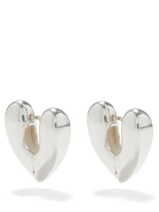 Annika Inez - Heart Large Sterling-silver Hoop Earrings - Womens - Silver