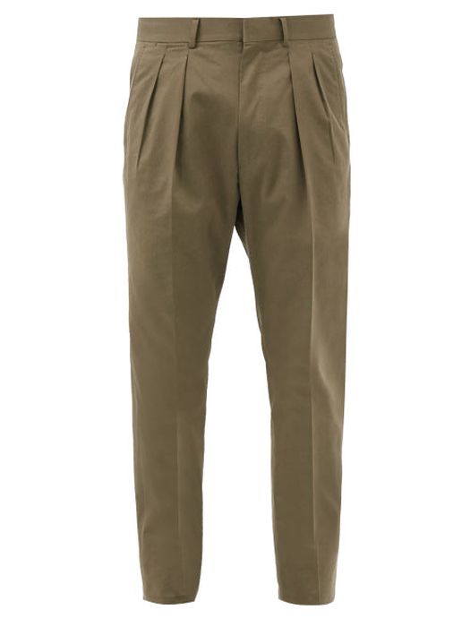 Tom Ford - Pleated Cotton-blend Twill Suit Trousers - Mens - Green