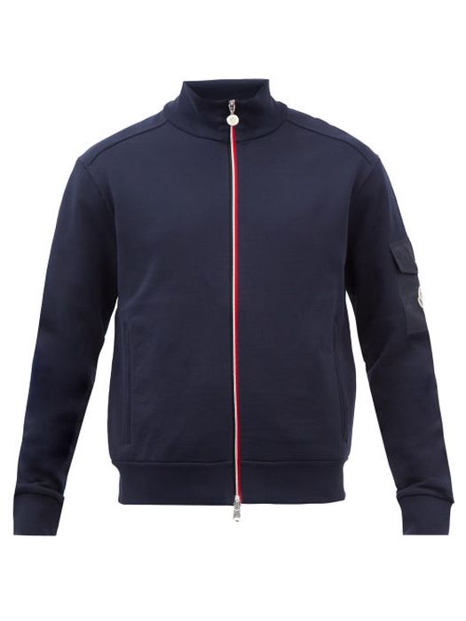 Moncler - Nylon-pocket Cotton-jersey Track Jacket - Mens - Dark Navy