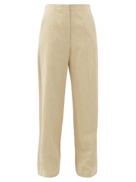 Raey - Front-seam Cotton And Linen-blend Chino Trousers - Womens - Tan