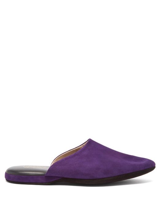 Charvet - Almond-toe Suede Slippers - Mens - Purple