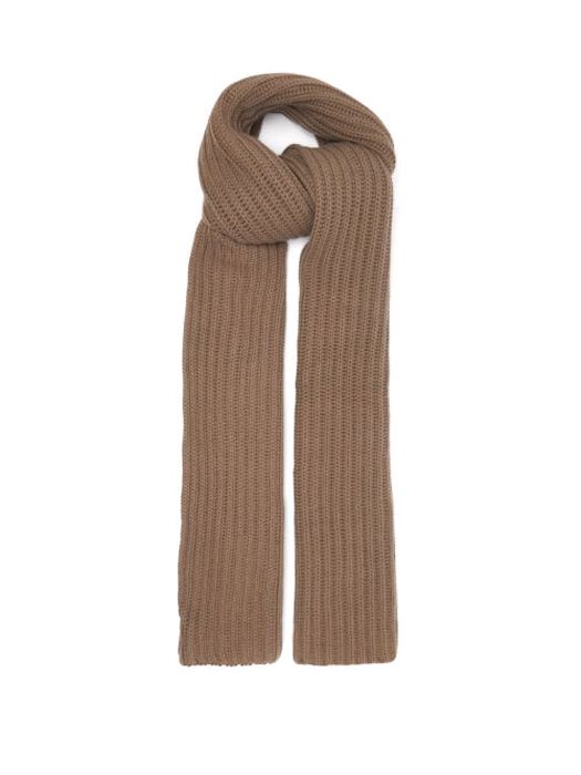 Raey - Recycled-cashmere Blend Chunky-knit Ribbed Scarf - Womens - Light Brown