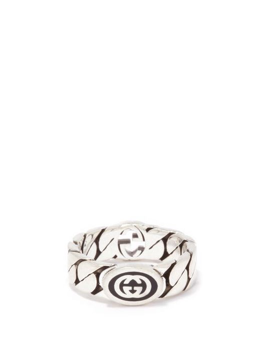 Gucci - GG Curb-link Effect Sterling-silver Ring - Mens - Silver