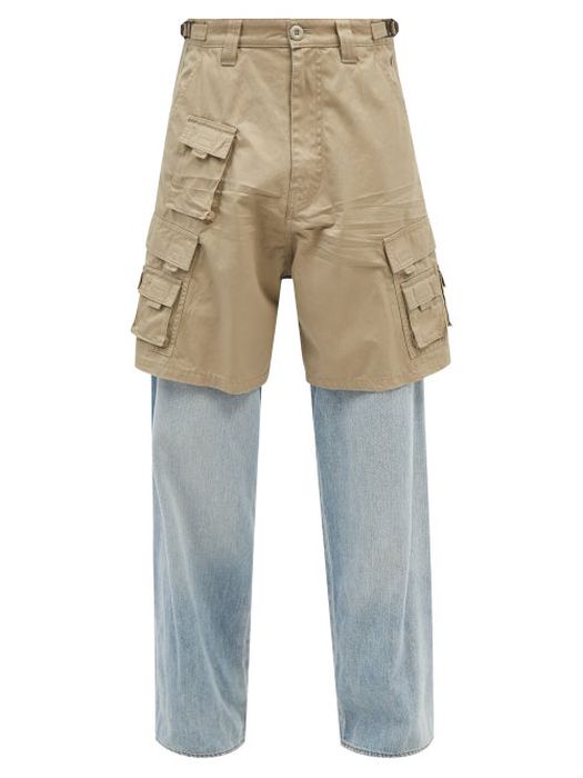 Balenciaga - Hybrid Cargo-shorts Jeans - Mens - Blue