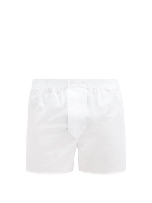 Derek Rose - Savoy Cotton-poplin Boxer Shorts - Mens - White